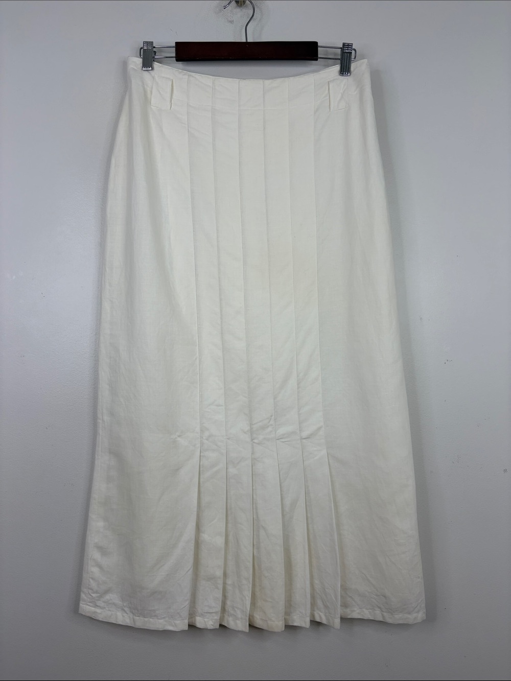 Vintage Linen Skirt Women Medium Large Pleated A Line Midi Maxi Wedding Coquette